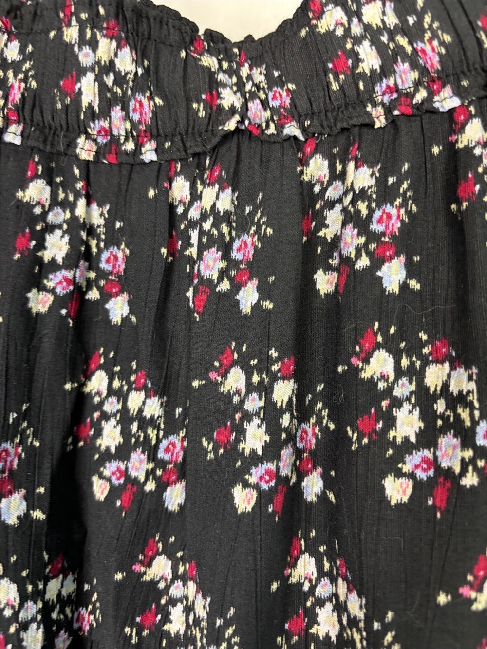 Universal Thread tiered Black Maxi Skirt with Pink & White Floral Print - Picture 5 of 5